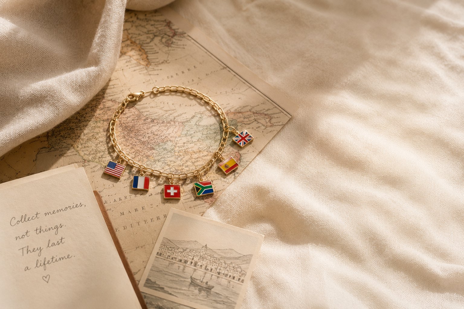 An antique map and compass